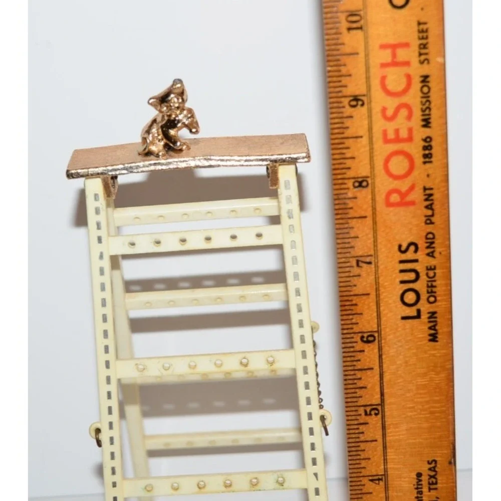 Vtg Jameco Gold Tone Kitten Cat Earring  Ladder Holder Cream Stand